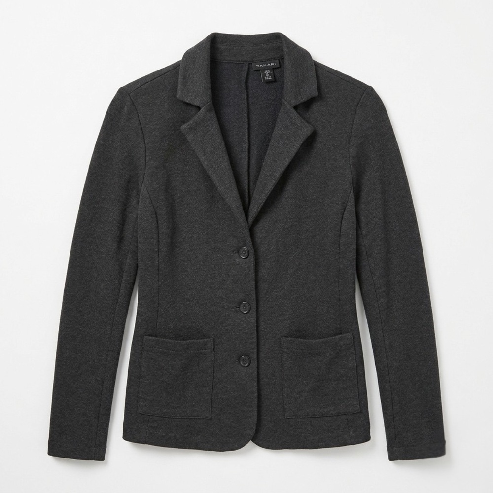 Tahari Women's Gray Knit‎ Blazer Jacket Soft Stretch - Small